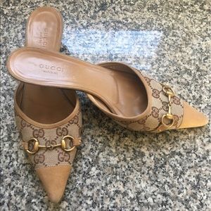 Gucci Monogram Horsebit Mules