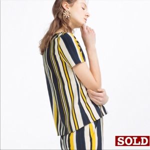 NWOT Zara yellow and blue striped top