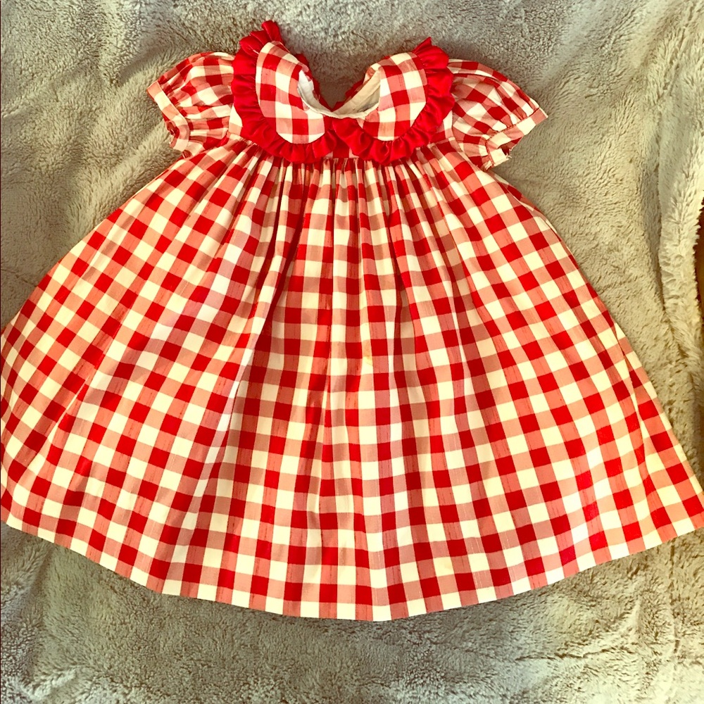Red and white checkered Christmas dress
