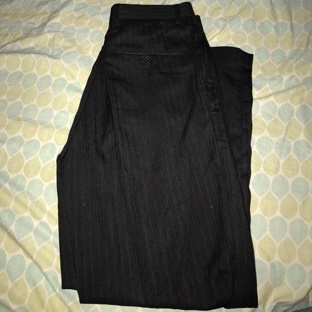 Black pinstriped slacks