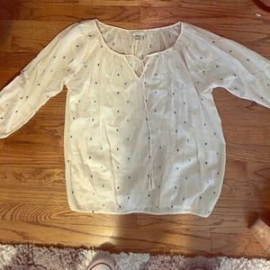J. Crew Creme Top w/color detail