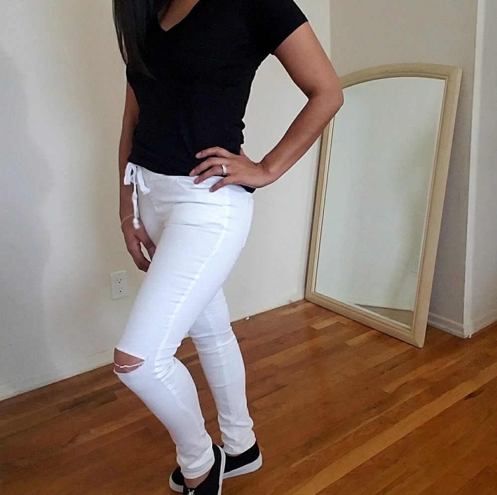 💦LAST ONE💦WHITE SLIT KNEE TWILL JOGGER - Picture 3 of 5