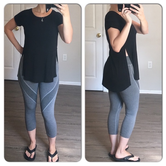 Tops - Black Short Sleeve top with Split Sides