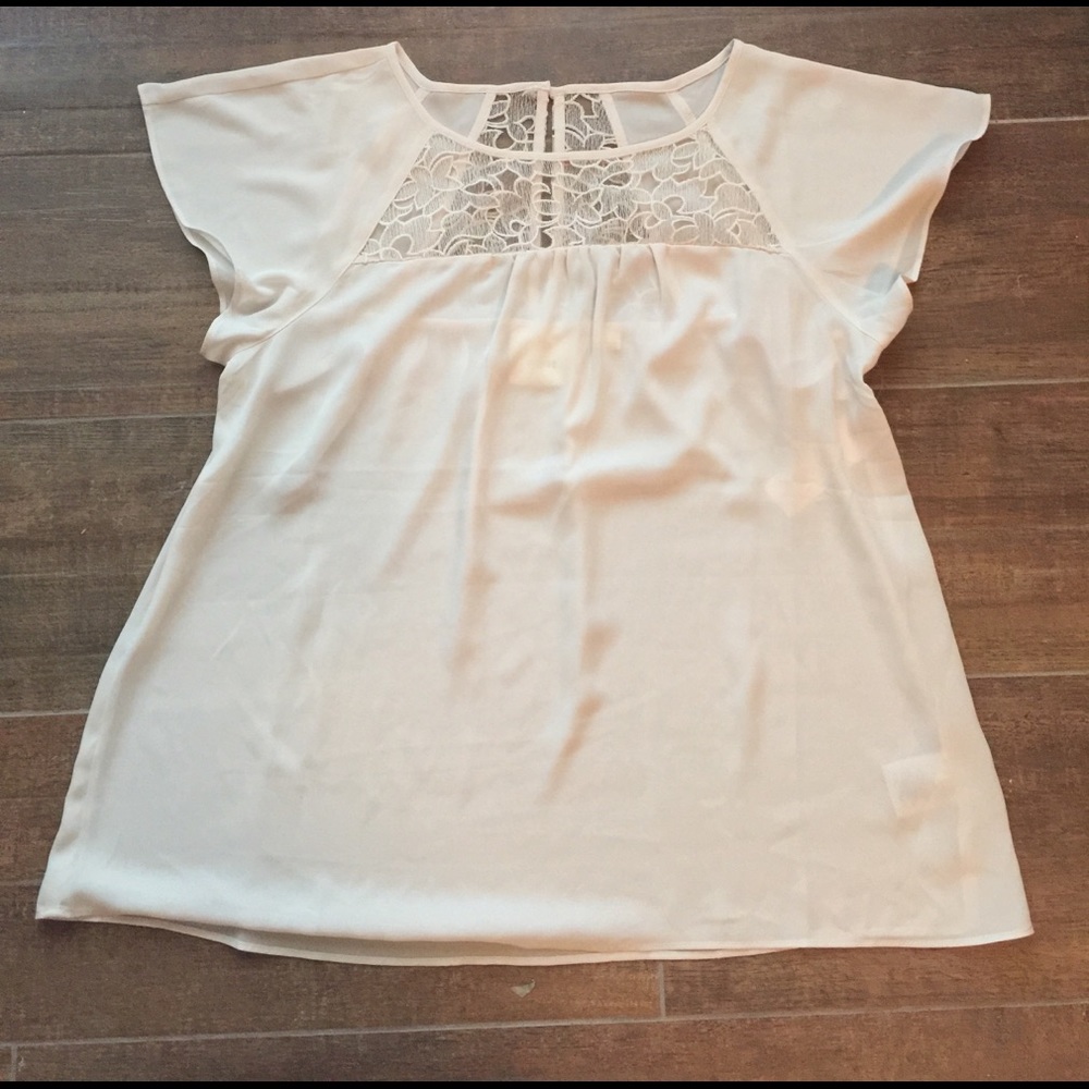 Fluter sleeve lace top by Mauve for Anthropologie