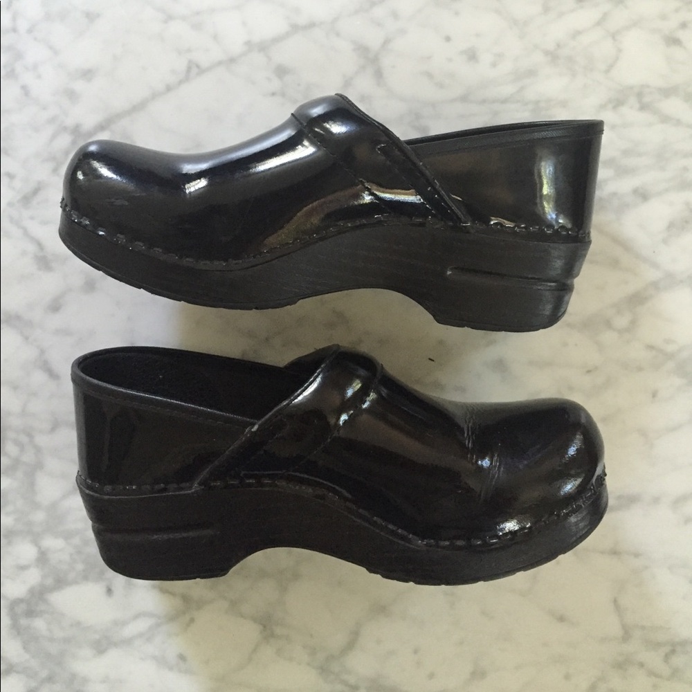 Dansko black patent leather clogs size 38
