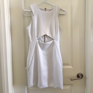Exposed waist white mini dress