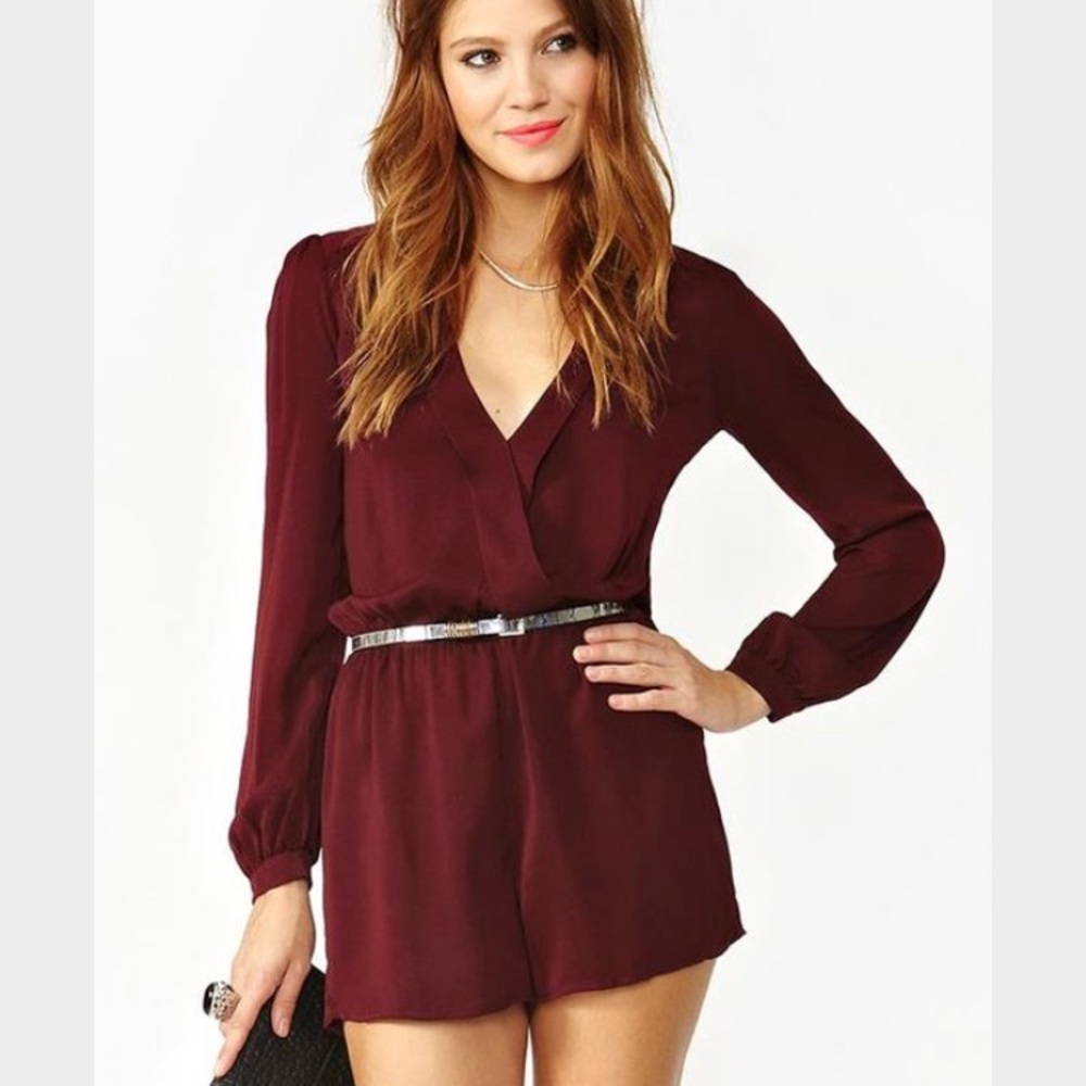 Nasty gal- Prudence romper- wine