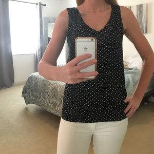 Ann Taylor Black and White Printed Blouse