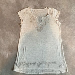 Semi sheer linen tunic tee S/M