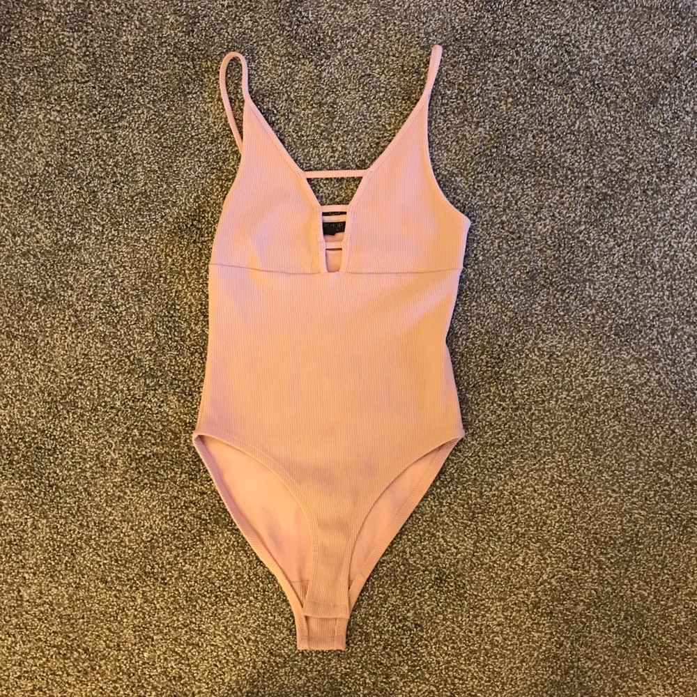 Topshop blush deep-v bodysuit