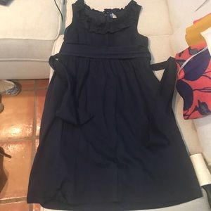 J Crew Ruffle Neck Navy Dress