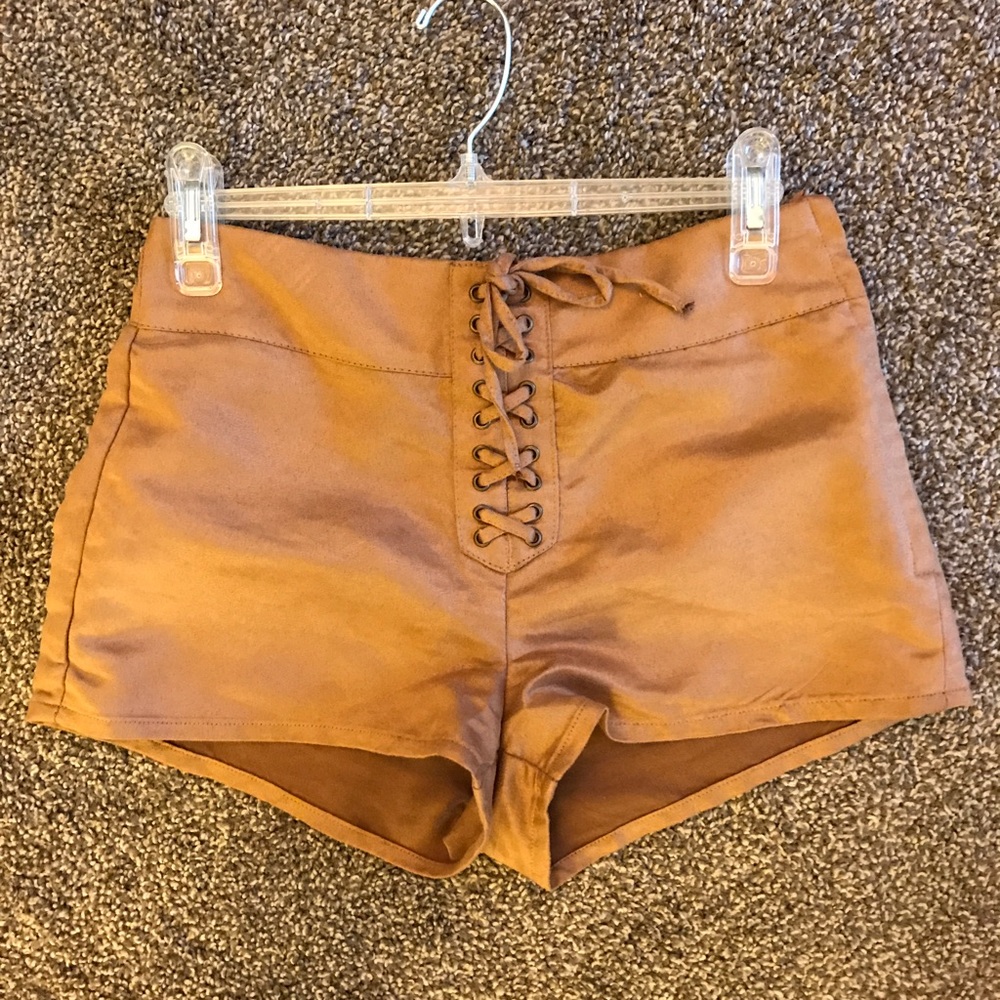 Suede lace up shorts!!