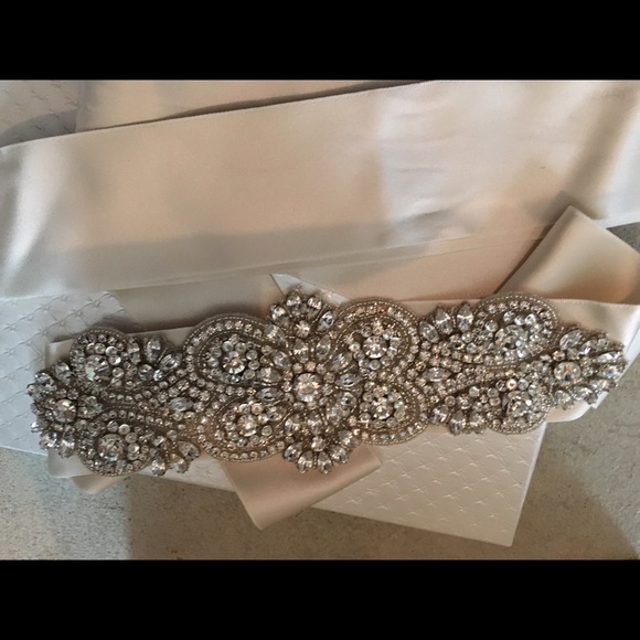 Bridal...Satin jeweled belt main image 4