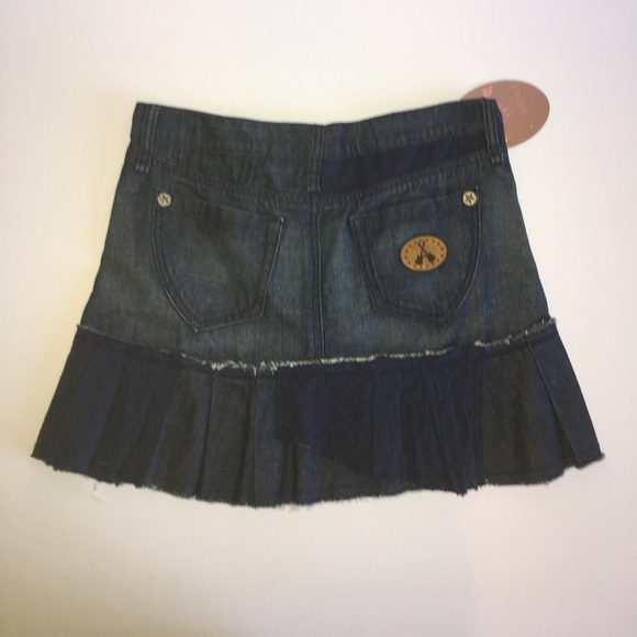 BCBGIrls Pleated Denim Distressed Eyelet Mini - Picture 2 of 8