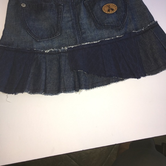 BCBGIrls Pleated Denim Distressed Eyelet Mini - Picture 4 of 8