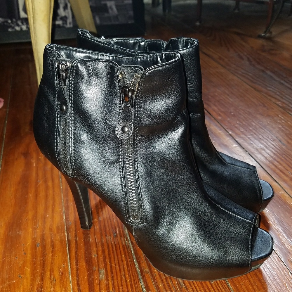 Style & Co. Black peep toe ankle boots