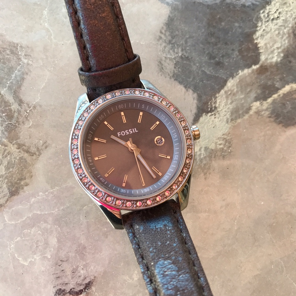 Fossil pewter strap watch