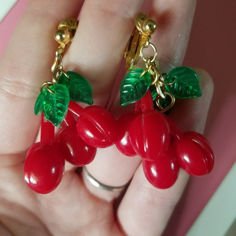 True Vintage 1940s Novelty Cherry Earrings