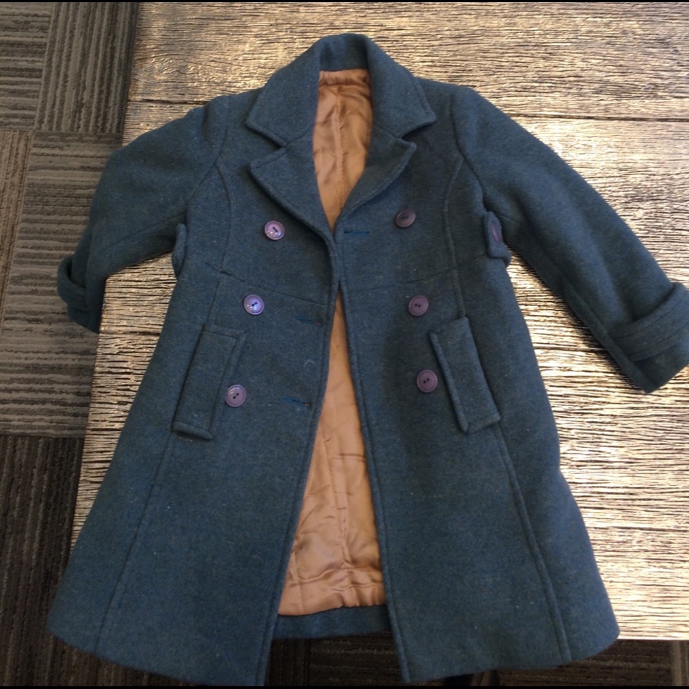 Kids turquoise wool pea coat