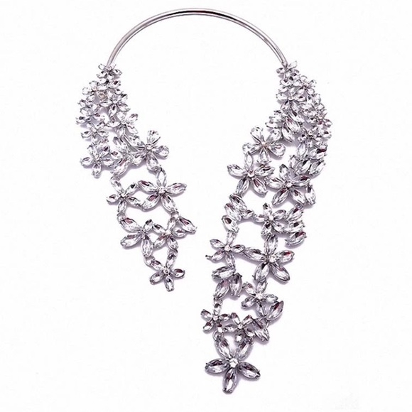Crystal Flowers Statement Necklace - Picture 2 of 4