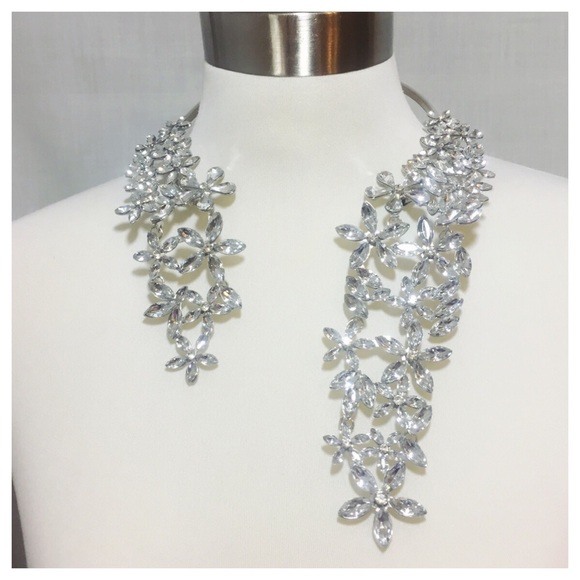 Crystal Flowers Statement Necklace - Picture 3 of 4