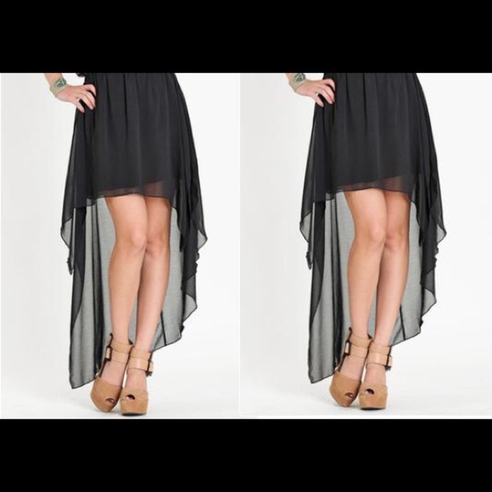 🌟🌟 NWOT Black Chiffon High Low Skirt