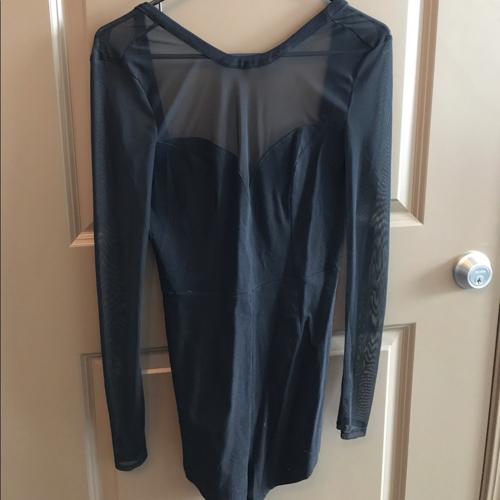 Open back mesh black romper, only worn once