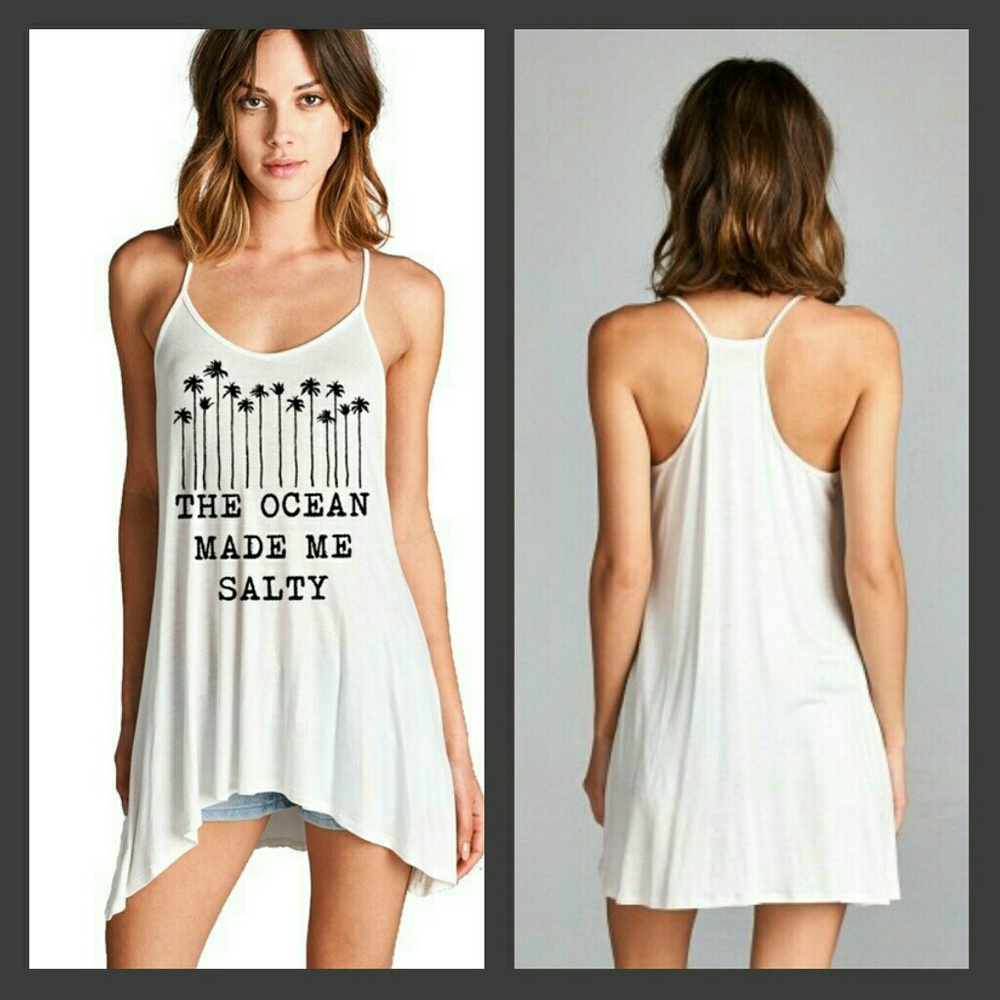 🔥🔥  The Ocean Made Me Salty Tank - White