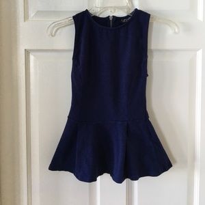 Topshop Navy peplum top Size 4