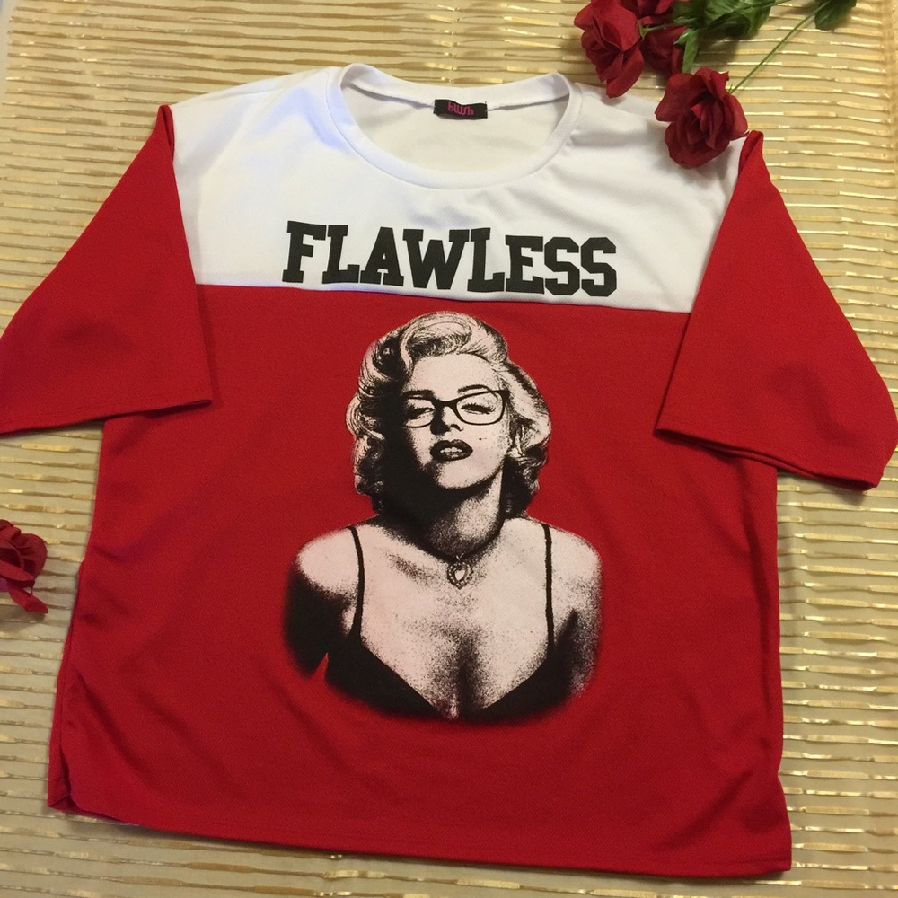 Marilyn Monroe Red White Flawless Jersey Graphic