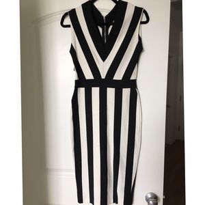 H&M bodycon pencil striped midi dress