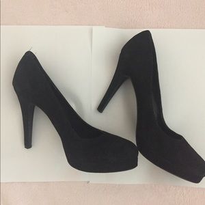 BCBG Generation black suede pumps