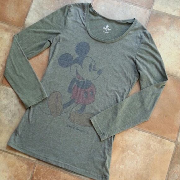Disney Tops - Vintage Style Army Green Mickey Tee