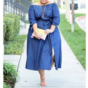 NWOT Denim off the shoulder dress