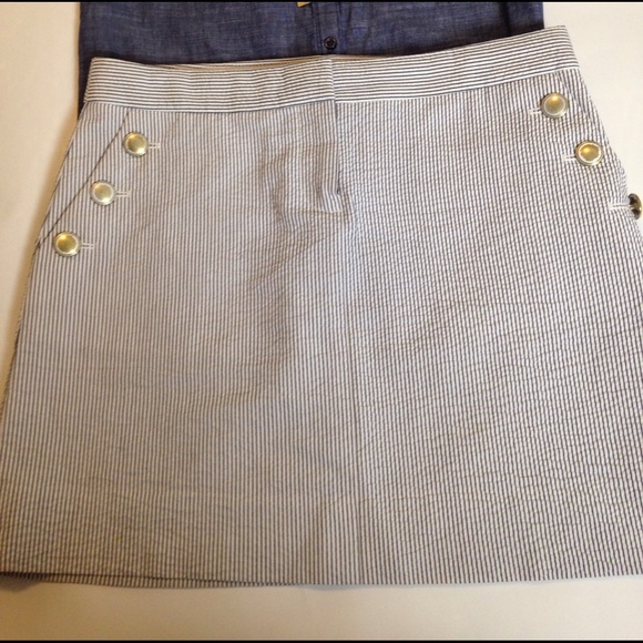 J. Crew Dresses & Skirts - ☀️J. Crew cotton blue white stripe skirt size 4