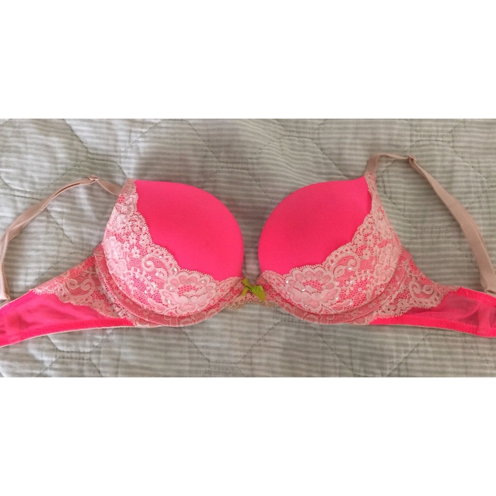 Victoria’s Secret Hot Pink & Lace Push Up Bra