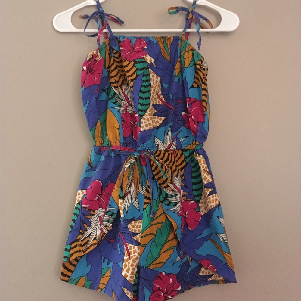 Vintage Tropical Print Romper