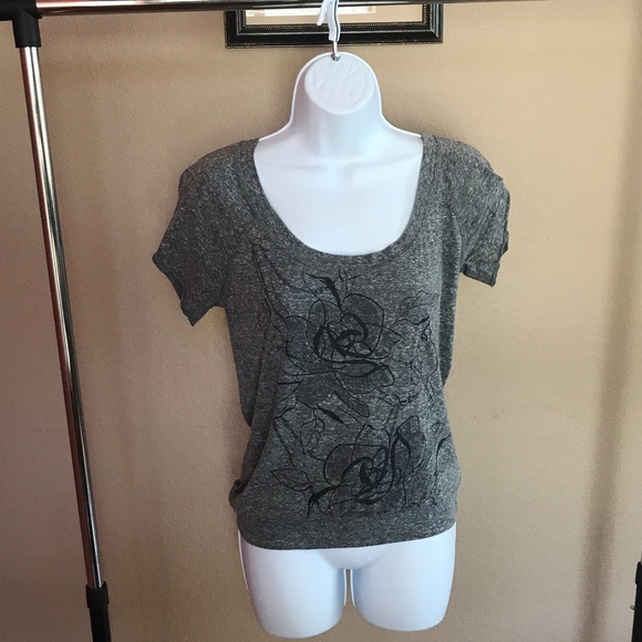 Full Tilt Gray Flowers Shirt - Picture 1 of 4