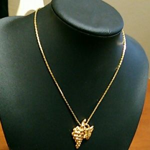 Monet Necklace. Grape Cluster and Leaf Pendant