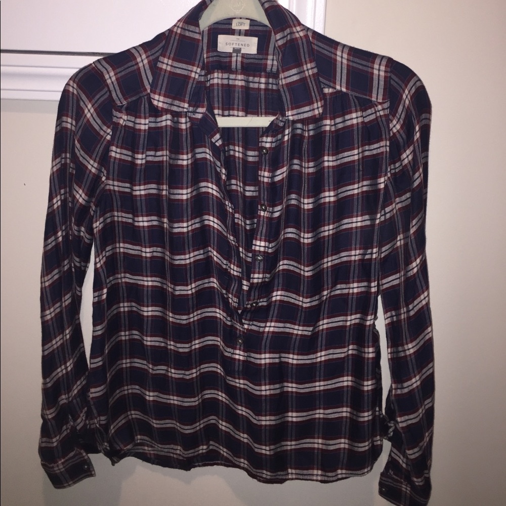 Half button down plaid shirt