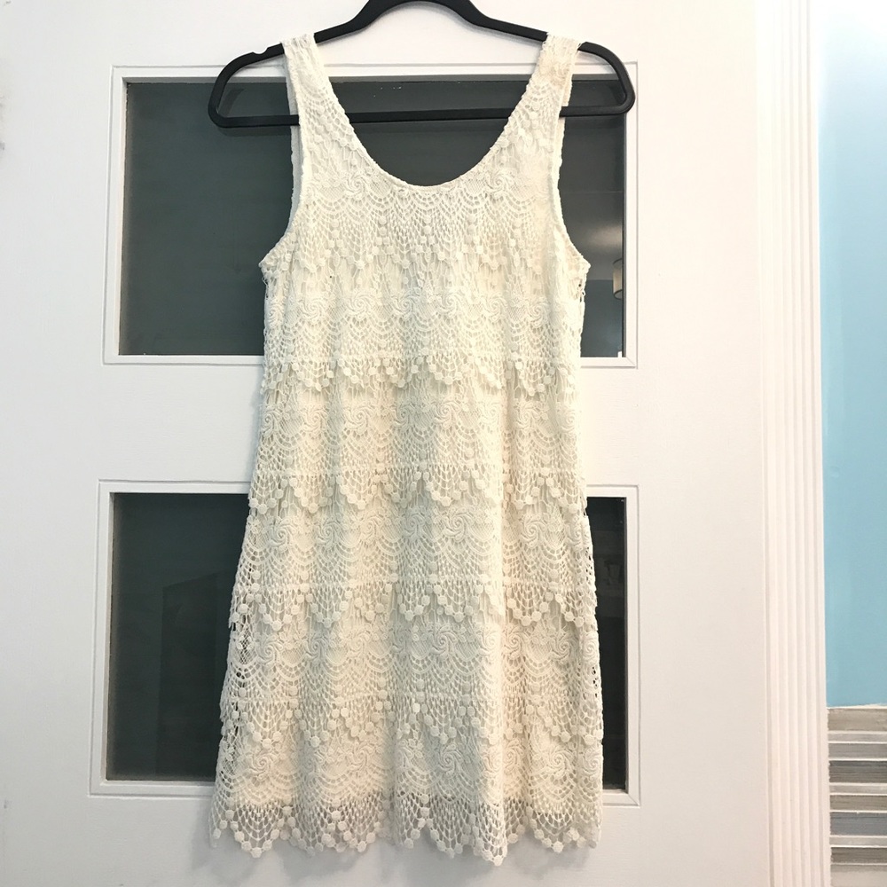 Crochet off-white dress