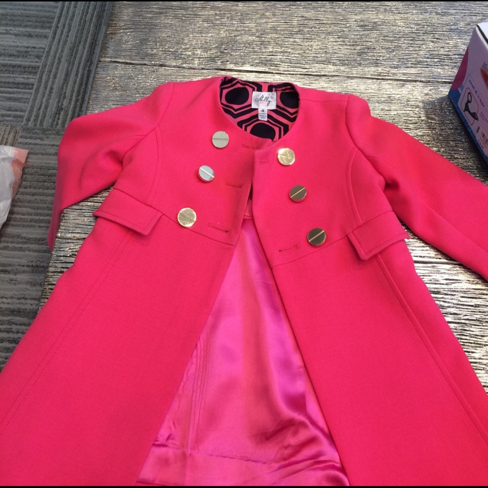 Milly minis coat, size 4t. Strong pink.