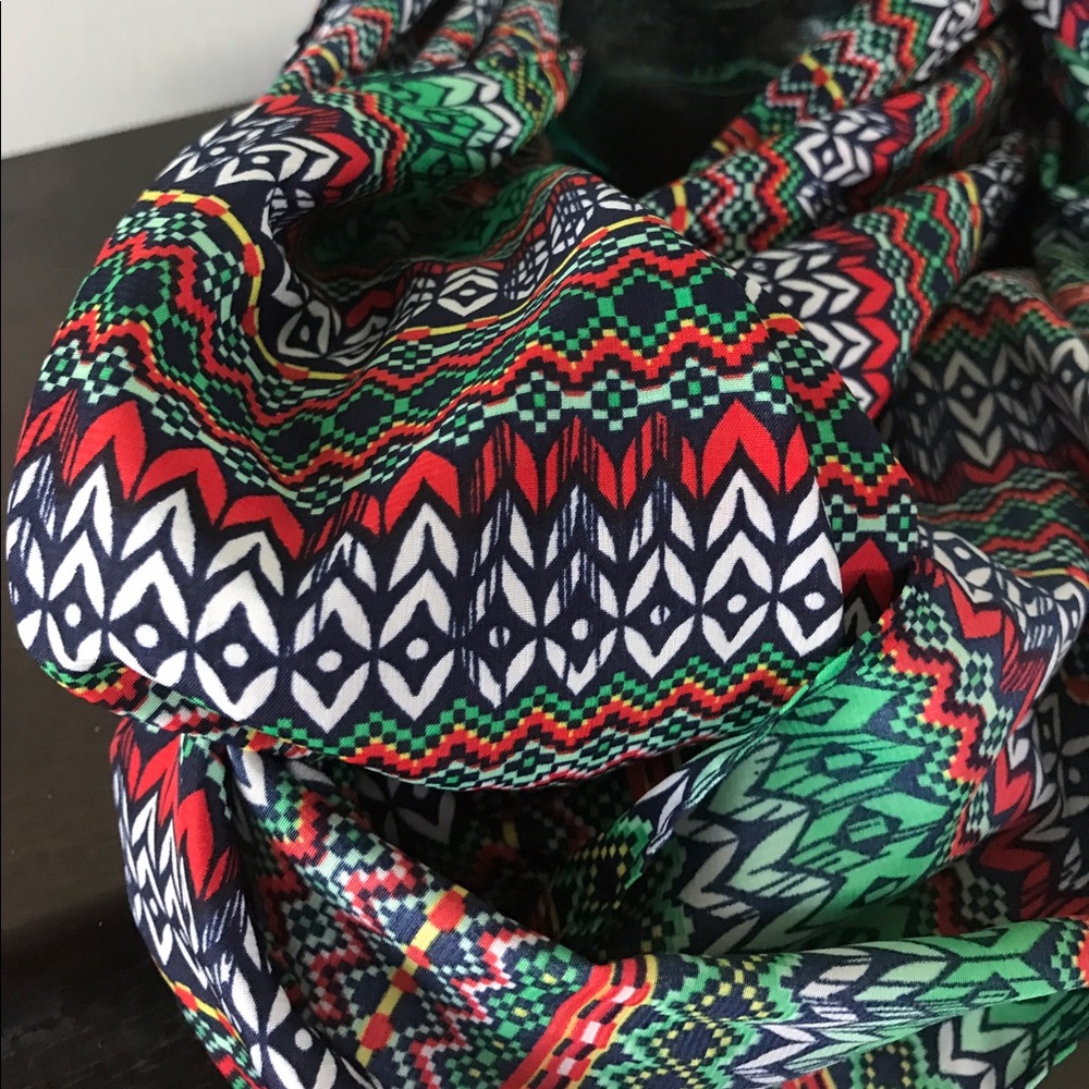 Bright Patterned Infinity "Silk" Scarf - Picture 2 of 5