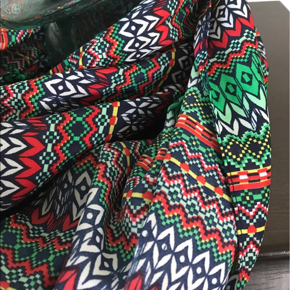 Bright Patterned Infinity "Silk" Scarf - Picture 3 of 5