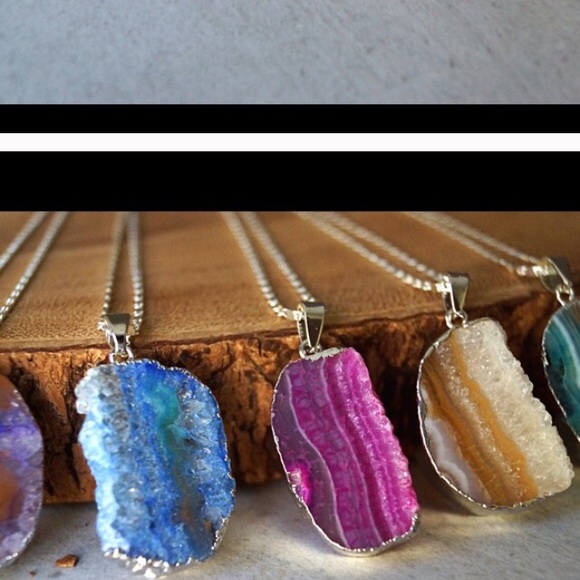 New Function & Fringe Geode Druzy Necklace - Picture 2 of 3