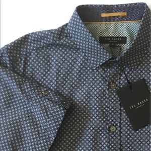 NWT Ted Baker London cotton shortsleeve navy shirt
