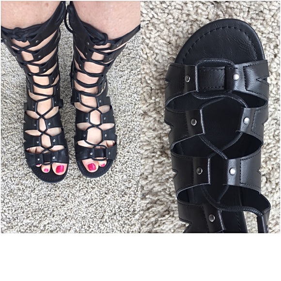 Boho Chic Black Gladiator Sandals Boots sold - Picture 4 of 5