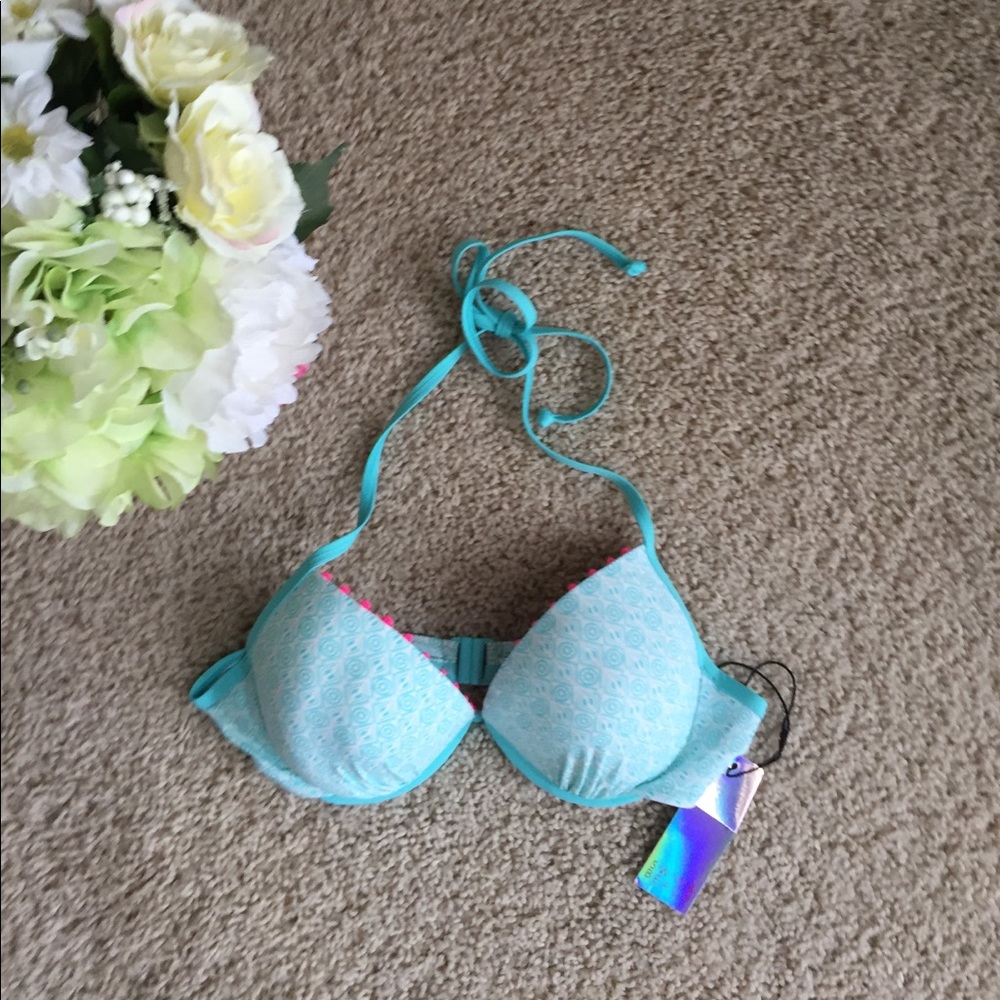 🎉🎉Blue bikini top with pink detail