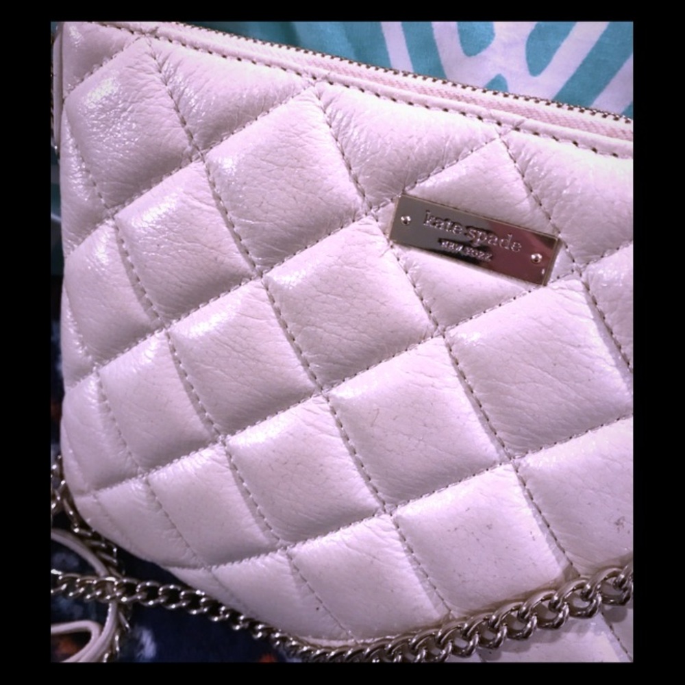 Kate Spade cream diamond quilted crossbody clutch