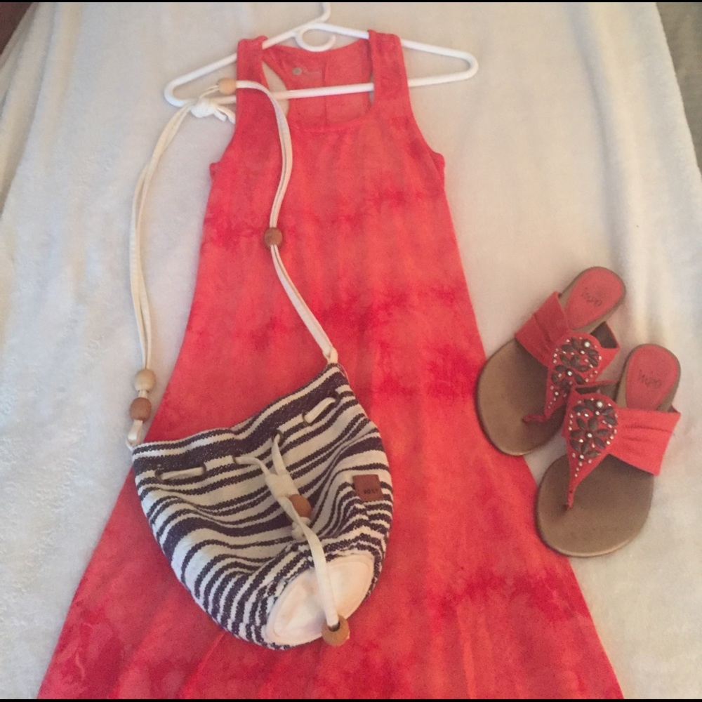 Tie dye bright coral dress NWOT